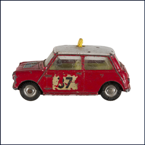 Playworn toy: Morris Mini Cooper Monte Carlo Rally (number 37)
Corgi Toys, 1960s
