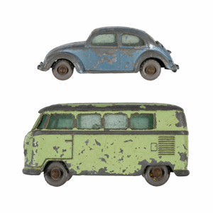 Playworn Toys, Volkswagen Beetle and VW Camper Van, 1960s
