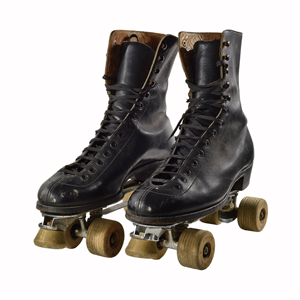 Skate worn roller skates, leather, 1950s
