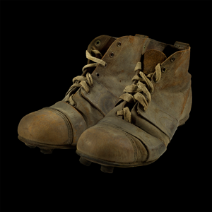 Sport worn leather football boots 1930s-1940s